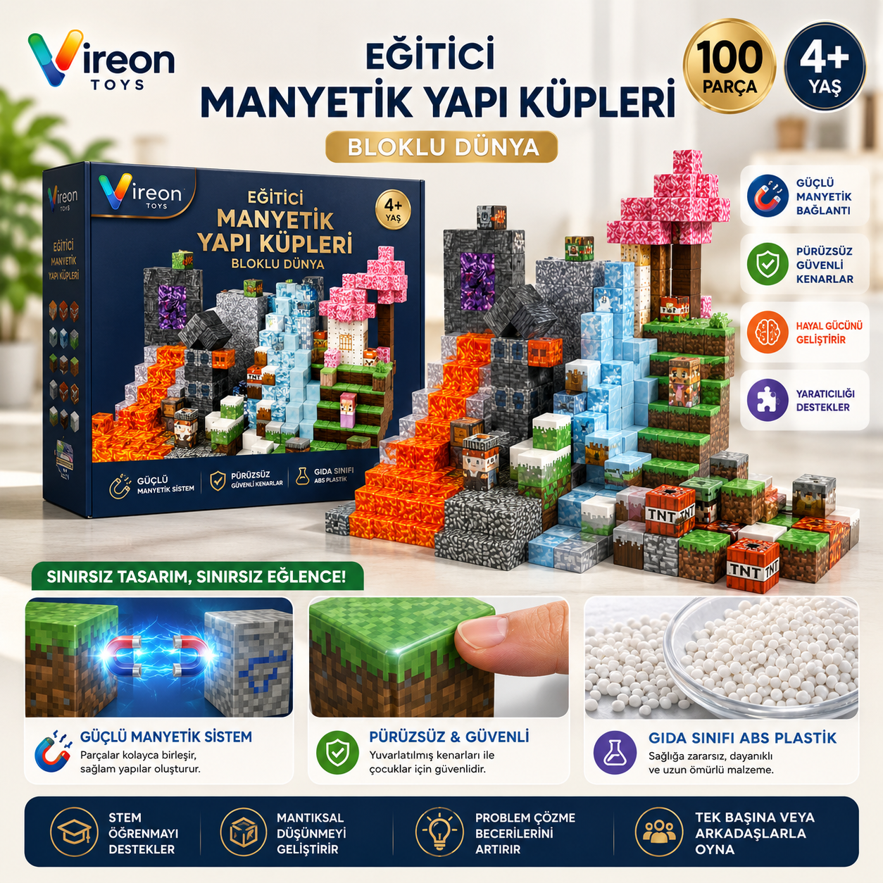 Manyetik Yapı Küpleri 100 Parça