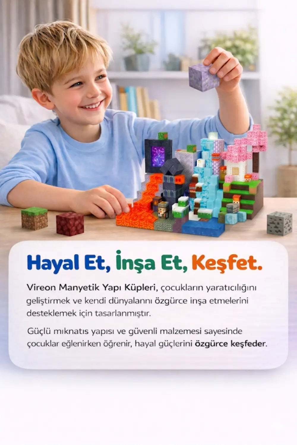 Manyetik Yapı Küpleri 100 Parça hediye