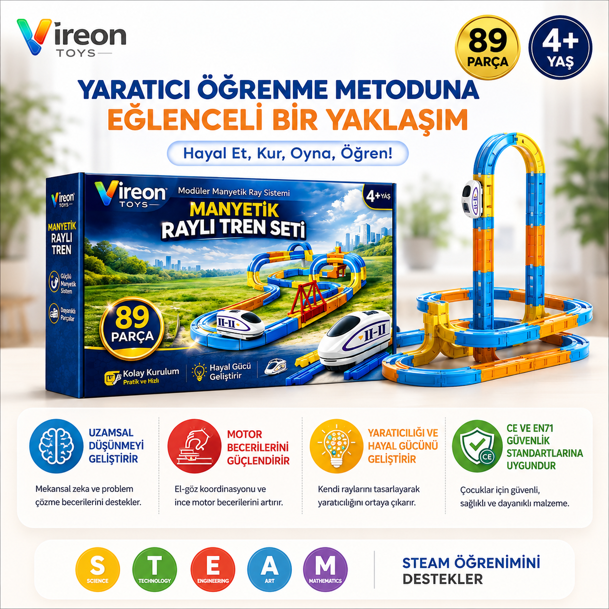Manyetik Raylı Tren Seti 89 Parça