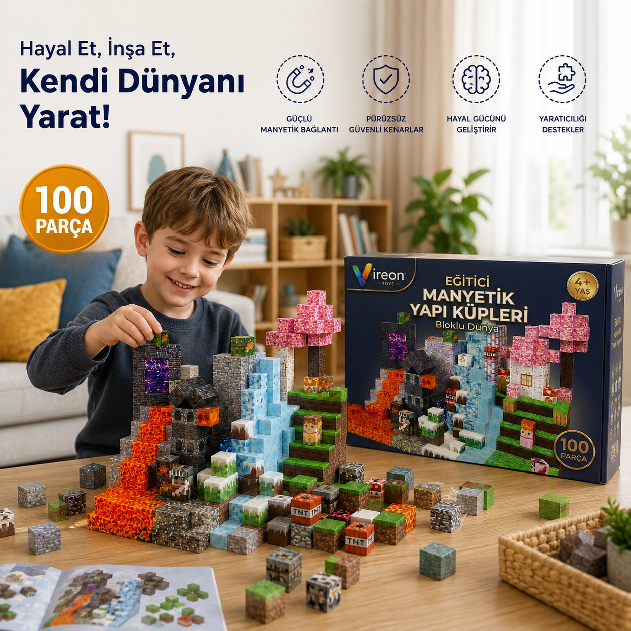 Manyetik Yapı Küpleri 100 Parça