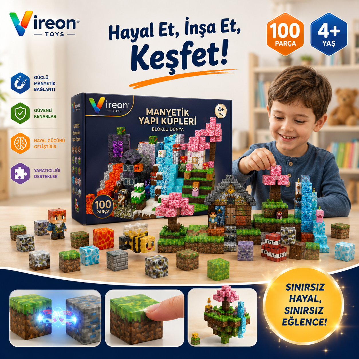 Manyetik Yapı Küpleri 100 Parça