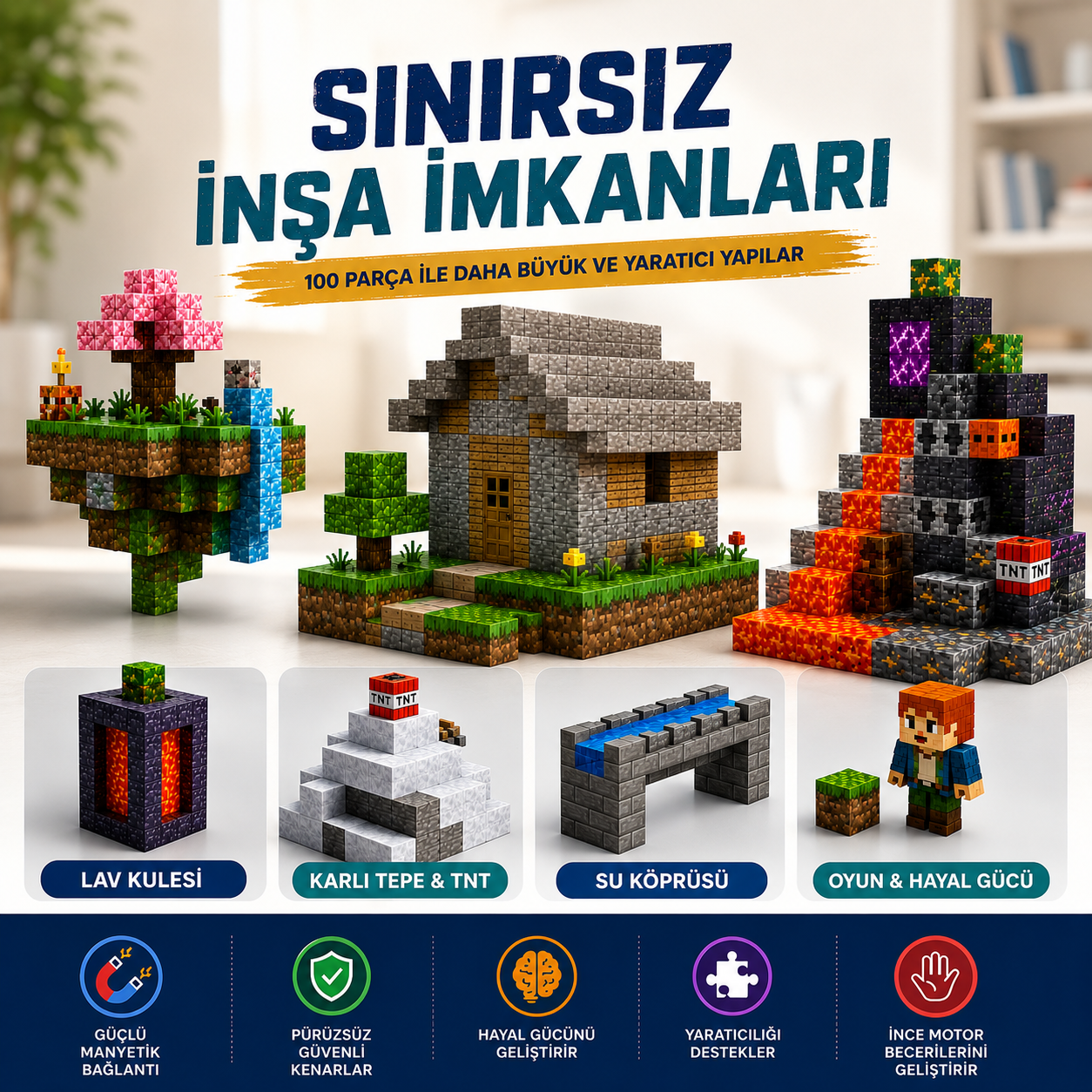 Manyetik Yapı Küpleri 100 Parça