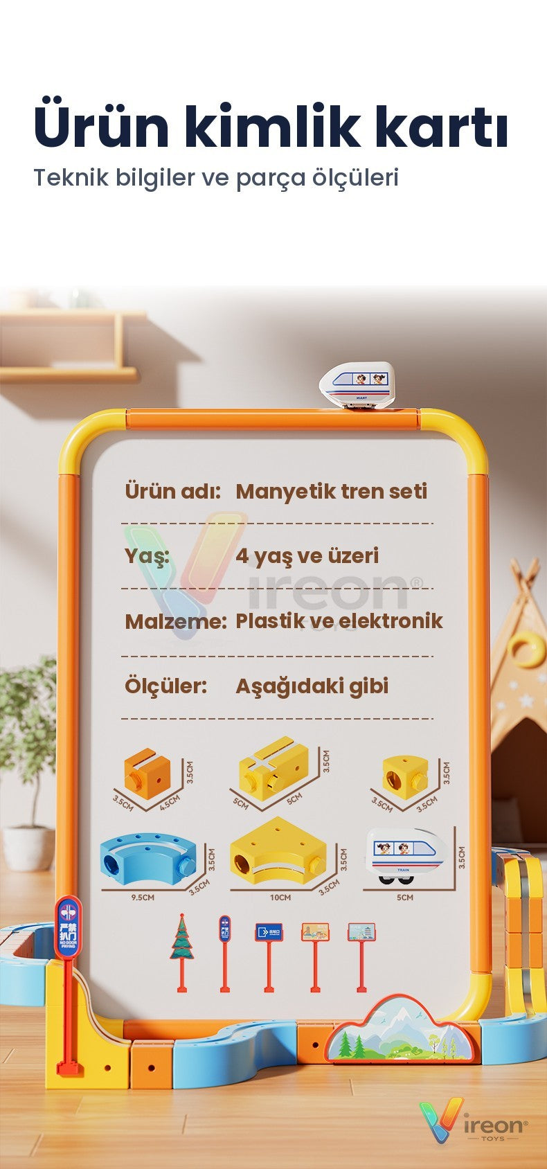 Ürün kimlik kartı ve parça ölçüleri